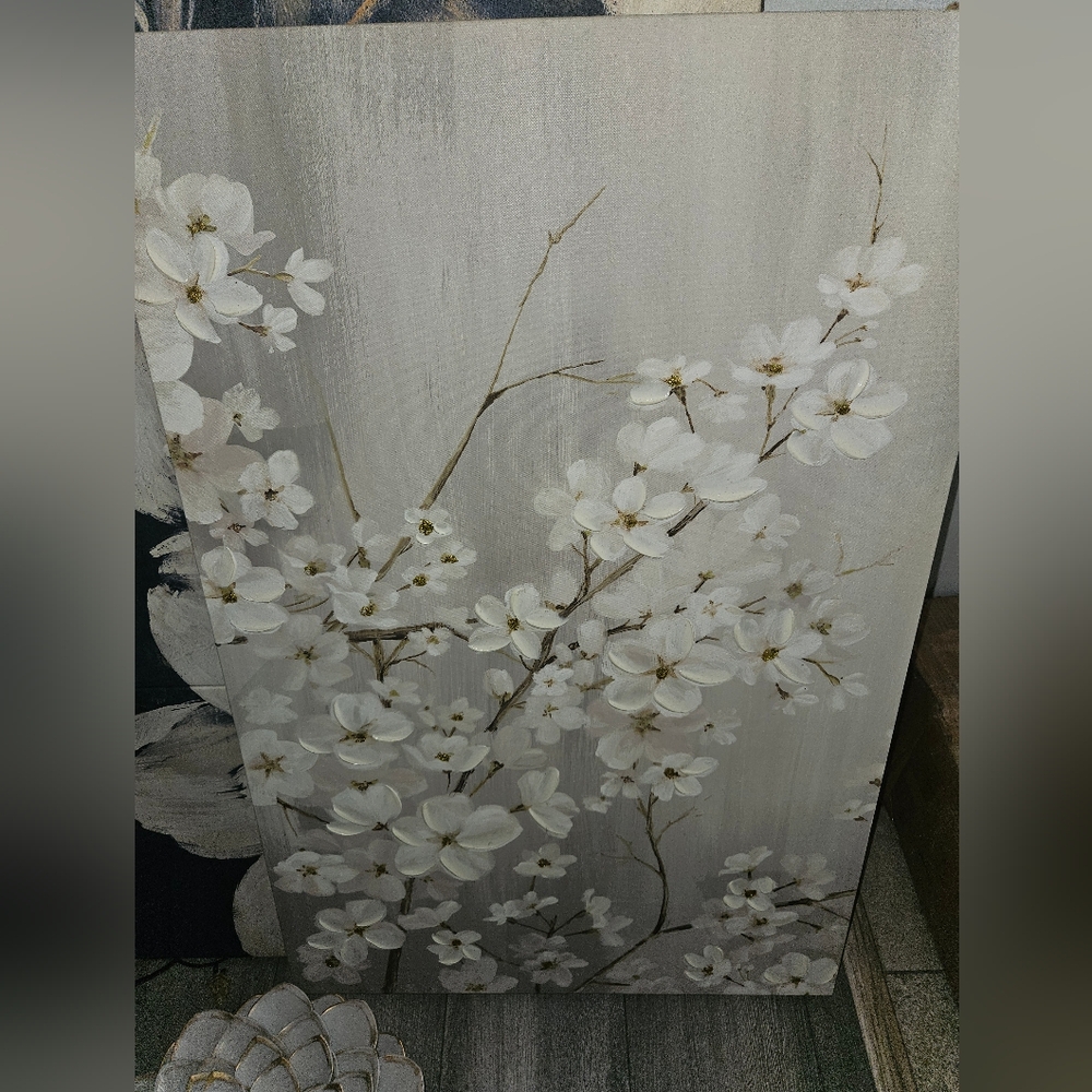 Elegant White Blossom Canvas Art